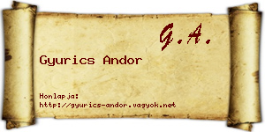 Gyurics Andor névjegykártya